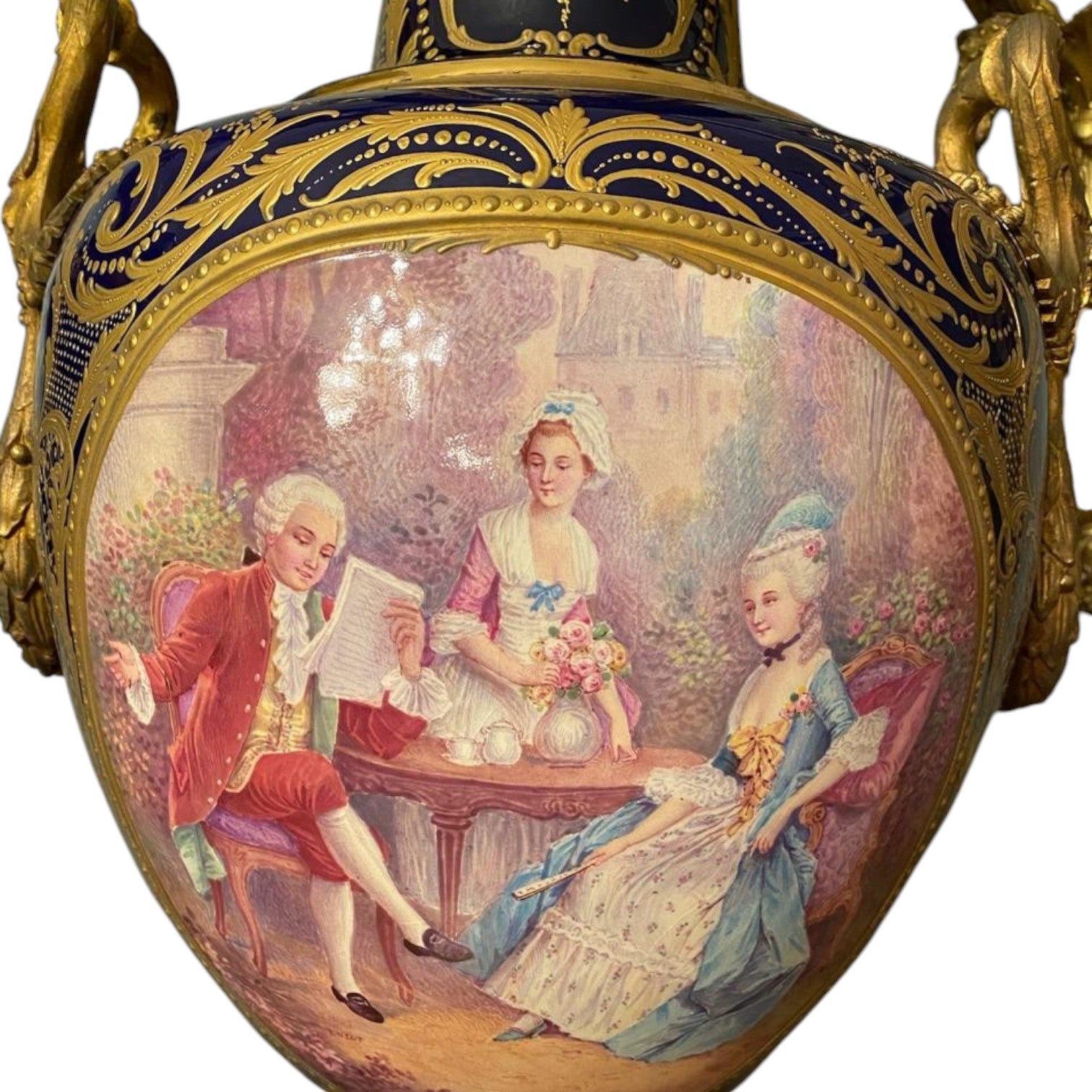 A Pair of Blue Sevre Vases - Antiquité Gallery