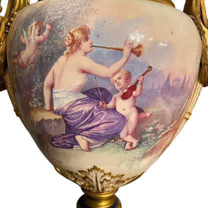 a pair of ormolu-mounted sevres style white-ground vases and covers signed l. malpass - Antiquité Gallery