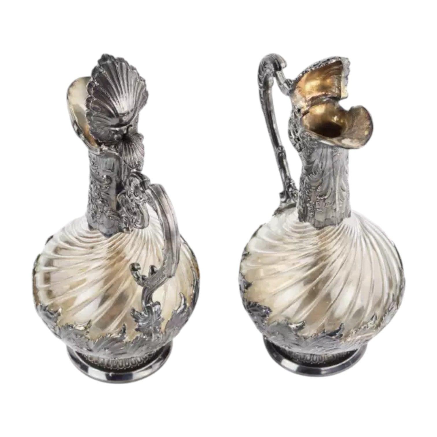 Frangiere & Laroche Pair of French SILVER wine jugs - Antiquité Gallery