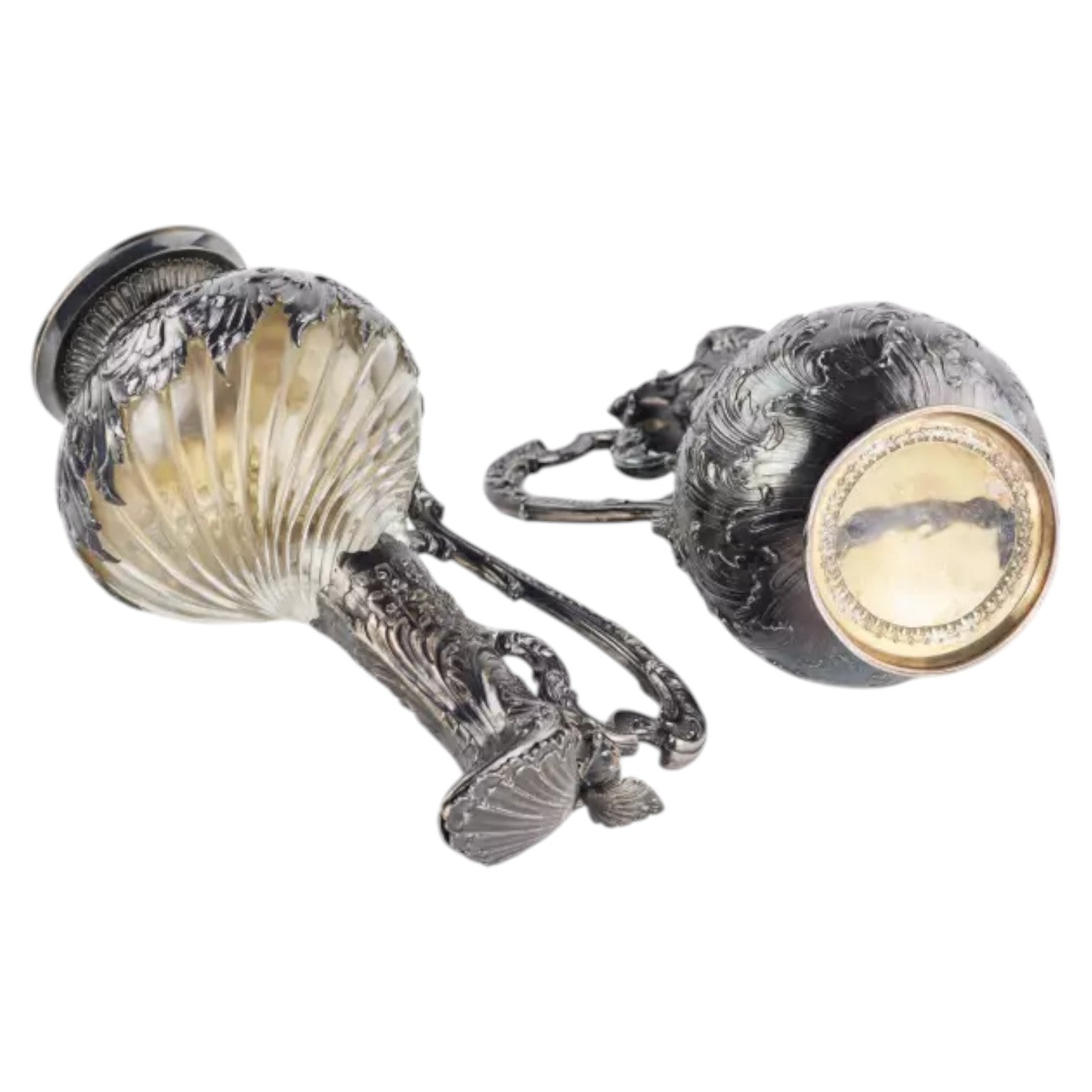 Frangiere & Laroche Pair of French SILVER wine jugs - Antiquité Gallery
