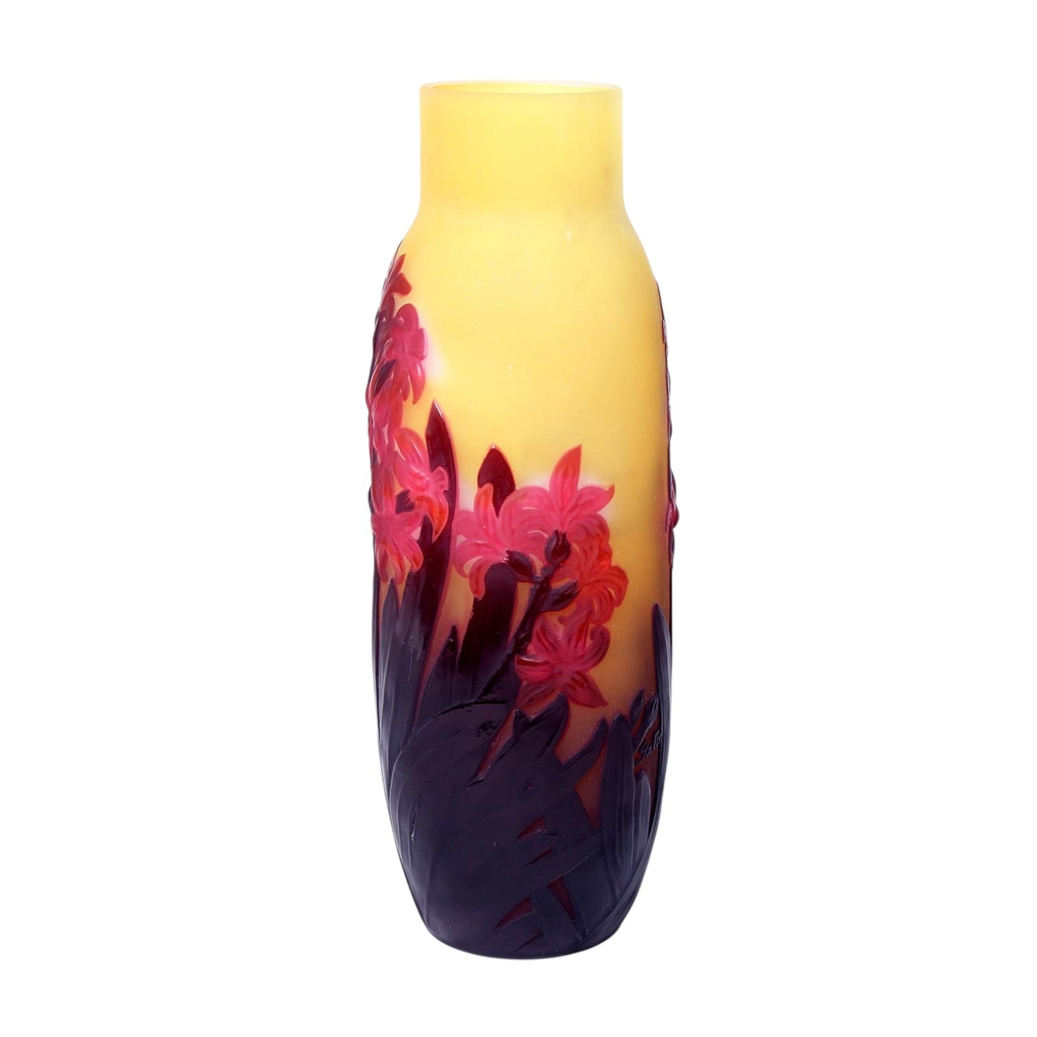 GALLE VASE WITH BLOWN OUT HYACINTH FLOWERS. - Antiquité Gallery